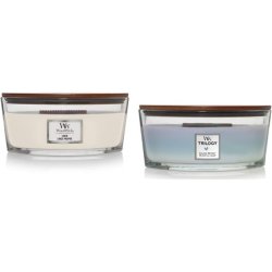 Woodwick Ellipse Scented Candle with Crackling Wick Linen Up to 50 Hours Burn Time Glass White