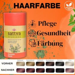 Sattva Natural Hair Color Henna for Allergies Organic Plant-Based Hair Dye