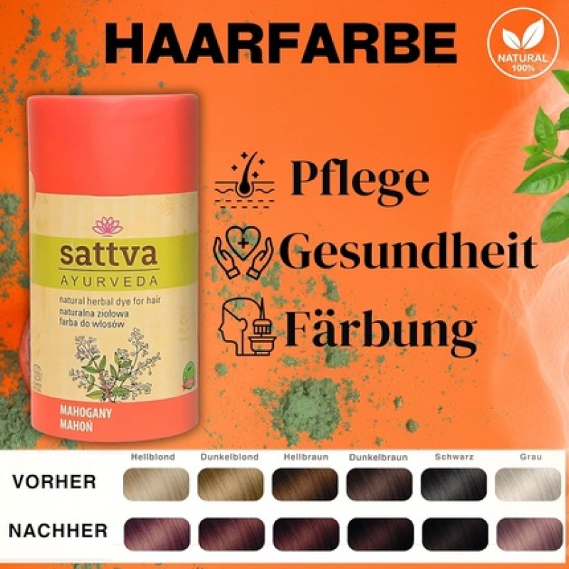 Sattva Natural Hair Color Henna for Allergies Organic Plant-Based Hair Dye