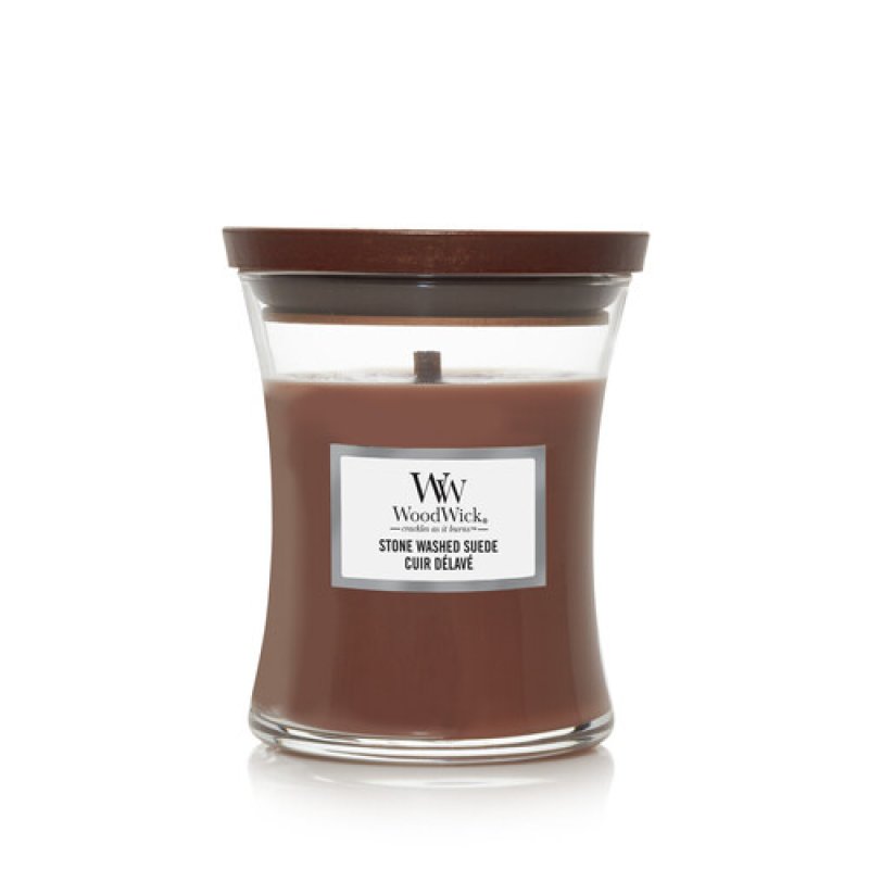 WoodWick Stone Washed Suede wax candle Round Brown 1 pc(s)