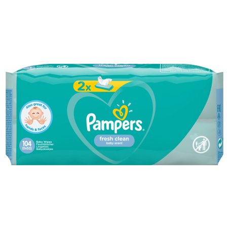 Pampers Fresh Clean Baby Wipes 2 Packs 104 Wipes