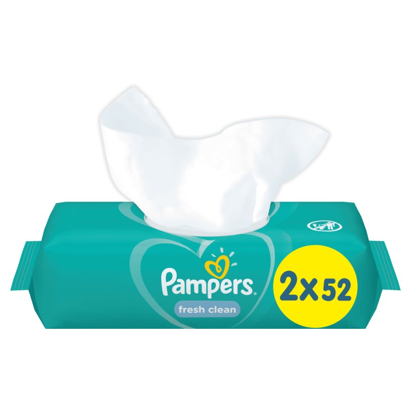 Pampers Fresh Clean Baby Wipes 2 Packs 104 Wipes