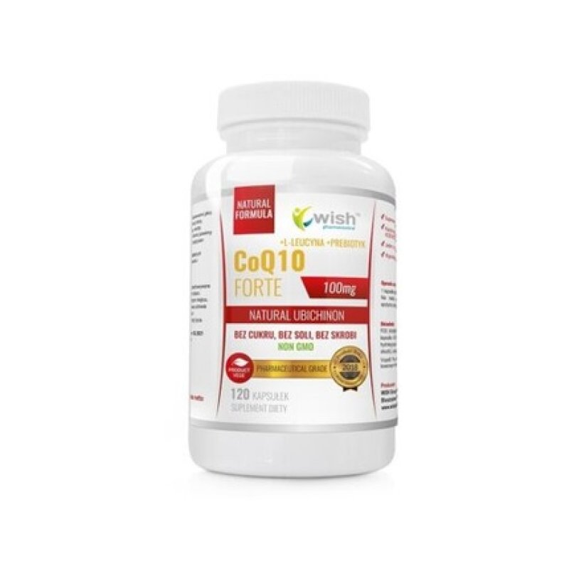 Wish Coenzyme Q10 Forte 100mg CoQ10 UBICHINON L-leucine Vege 120 Capsules