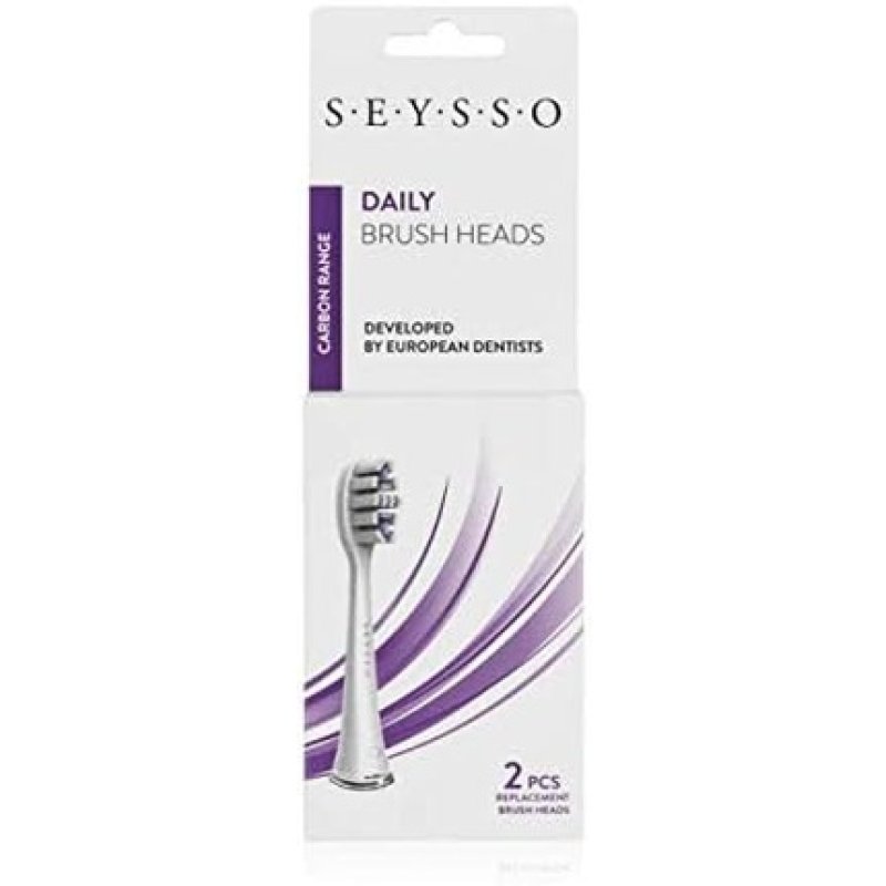SEYSSO Carbon Series Basic White Daily Replacement Brush Heads 2 pcs.