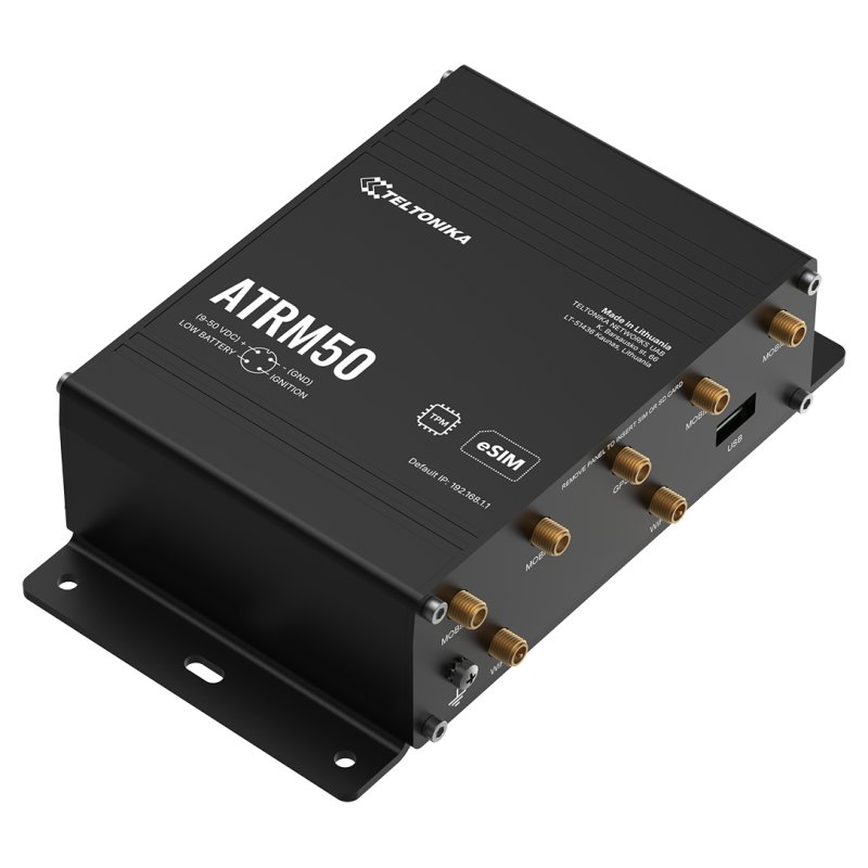 Teltonika ATRM50 5G Router for Transportation, Ultra-High Cellular Speeds, M12 CONNECTORS, DUAL SIM & eSIM, EN 45545-2