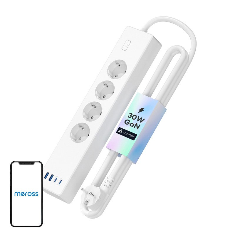 Meross MSP844(EU) smart fast charging power strip, 4 outlets 2x USB-A 2x USB-C (Matter)