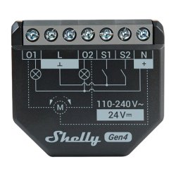 Shelly Relais "2PM Gen4" WLAN max. 16A 2 Kanäle BT Matter Zigbee Messfunktion Unterputz
