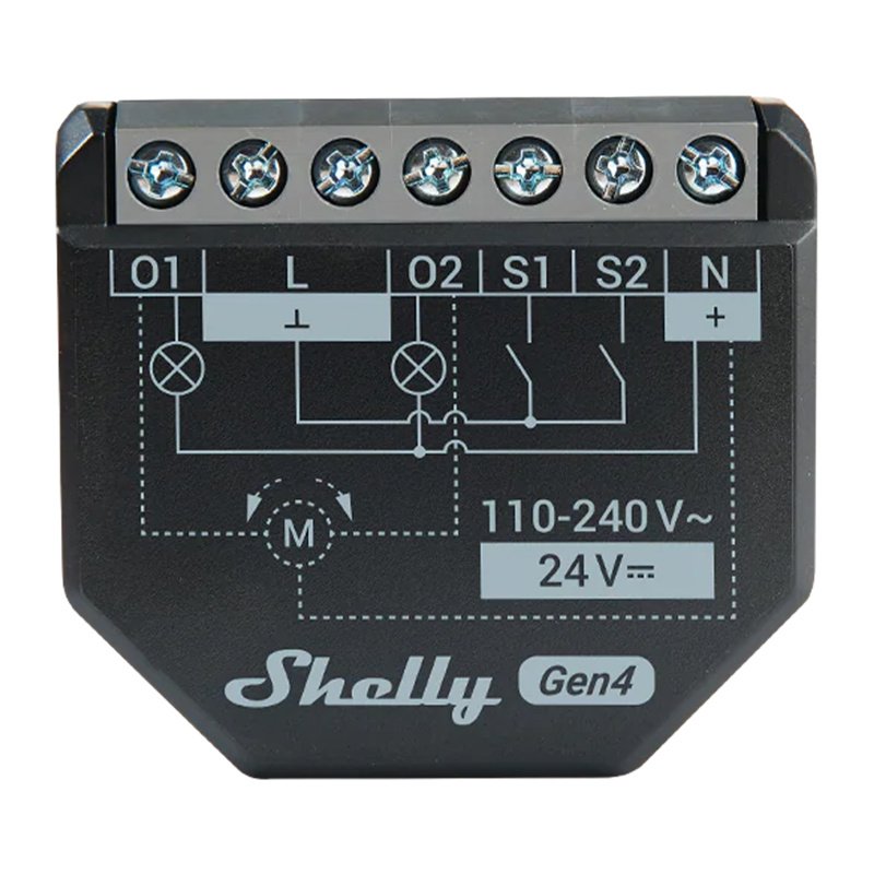 Shelly Relais "2PM Gen4" WLAN max. 16A 2 Kanäle BT Matter Zigbee Messfunktion Unterputz