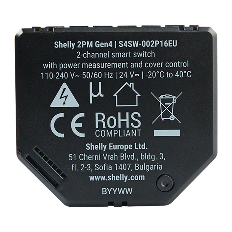 Shelly Relais "2PM Gen4" WLAN max. 16A 2 Kanäle BT Matter Zigbee Messfunktion Unterputz