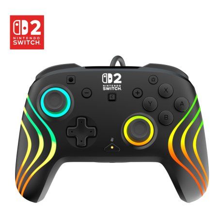 Turtle Beach Afterglow Wave Black Wired RGB Gaming Controller. Officially Licensed for Nintendo Switch 2