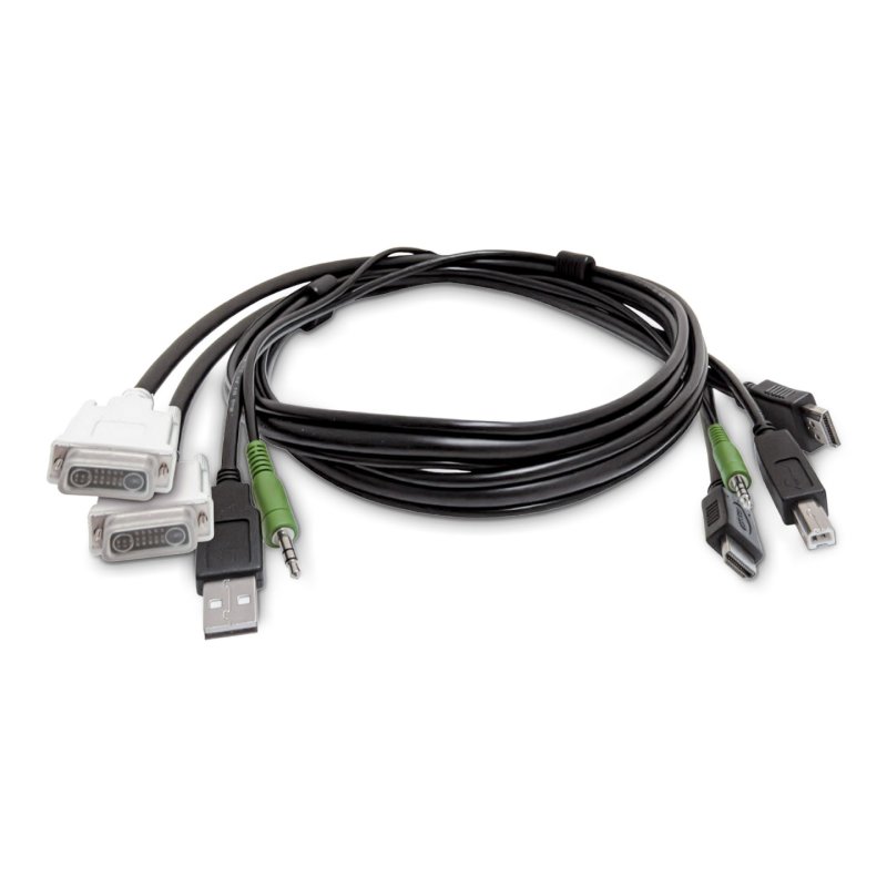 CABLE KVM DOUBLE AFFICHAGE DE 18M 2X DVI VERS 2X HDMI TAA