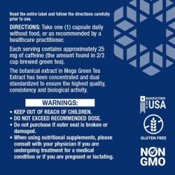 Life Extension Lightly Caffeinated Mega Green Tea Extract 98% EGCG Polyphenols Supplement 100 Count