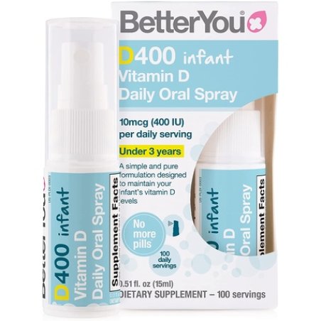 BetterYou Infant Vitamin D Daily Oral Spray 400 IU (10UG) to Support Infant Development 15ml
