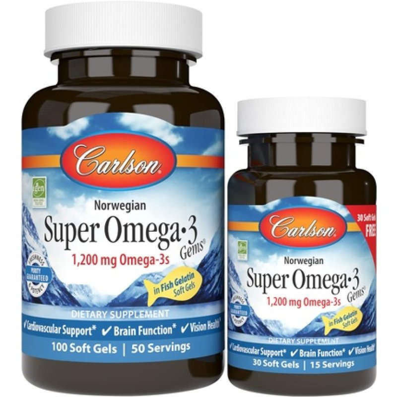 Carlson Labs Norwegian Super Omega-3 Gems 1200mg Softgels