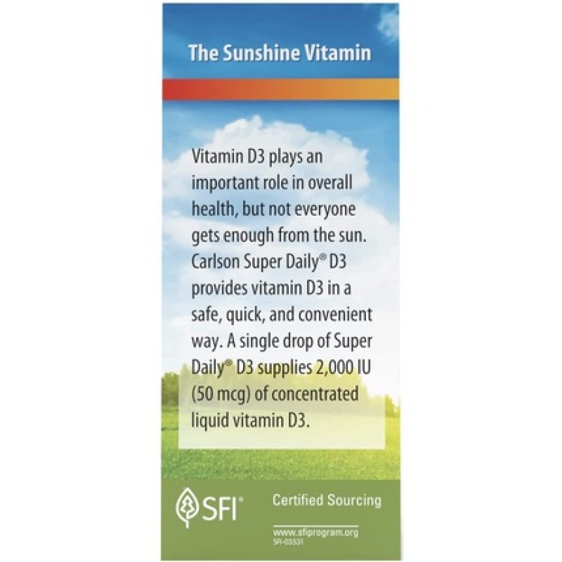 Carlson Super Daily D3 2000 IU Vitamin D Drop 365 Drops 0.35 fl oz - 1 Year Supply