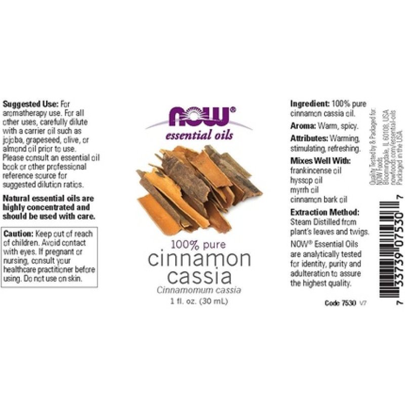 Now Essential Oils, Cinnamon Cassia Oil, Warming Aromatherapy Scent, Steam