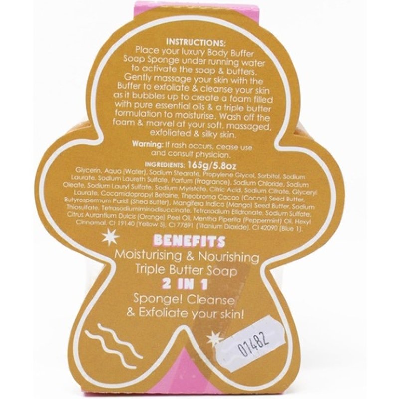 Bomb Cosmetics Body Buffer Soap Infused Sponge 2 in 1 Cleanse Exfoliate