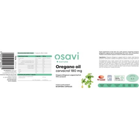 Osavi Oregano Oil Carvacrol 180mg Enteric Capsules 60 Count