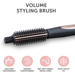 Carmen C81051 Noir Volume Styling Brush with Ceramic Coated Heated Barrel