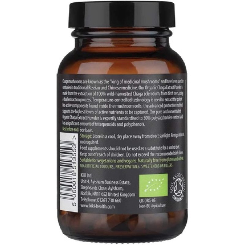 KIKI Health Chaga Extract Organic 60 Vcaps 380mg