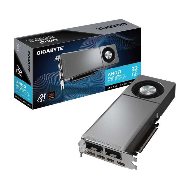 GIGABYTE Radeon AI PRO R9700 AI TOP 32G Carte Graphique – 32 Go GDDR6, 256 bits, PCI-E 5.0, 2920 MHz Fréquence du