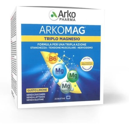 Arkopharma Arkomag Triple Magnesium Formula for Triple Action - 20 Sachets