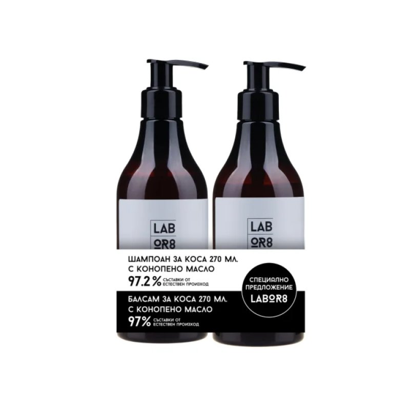 Beauty Box LABOR8 Hemp Sampon cu ulei de canabis 270 ml Balsam de par cu ulei de canabis 270ml, Kit BIO de ingrijire