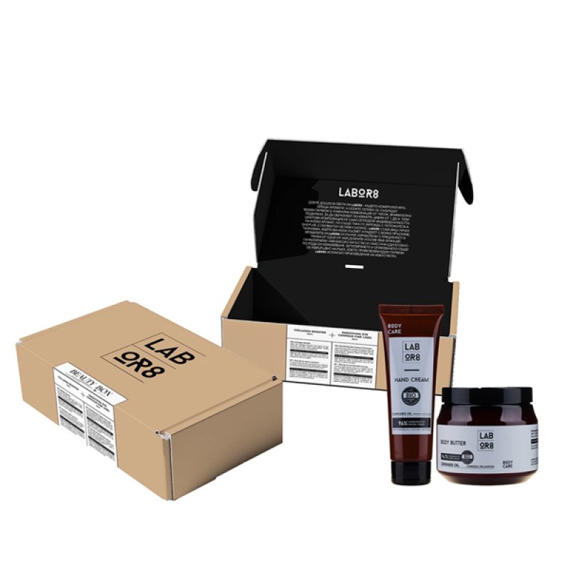 Kit pentru ingrijire corp LABOR8 Hemp Unt pentru corp 250ml crema pentru maini 75ml
