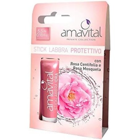Amavital Protective Lip Stick with Hyaluronic Acid and Rose Lip Balm