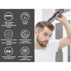 Beper P304cap010 Professional Men's Hair Clipper with Titanium and Ceramic Blades
