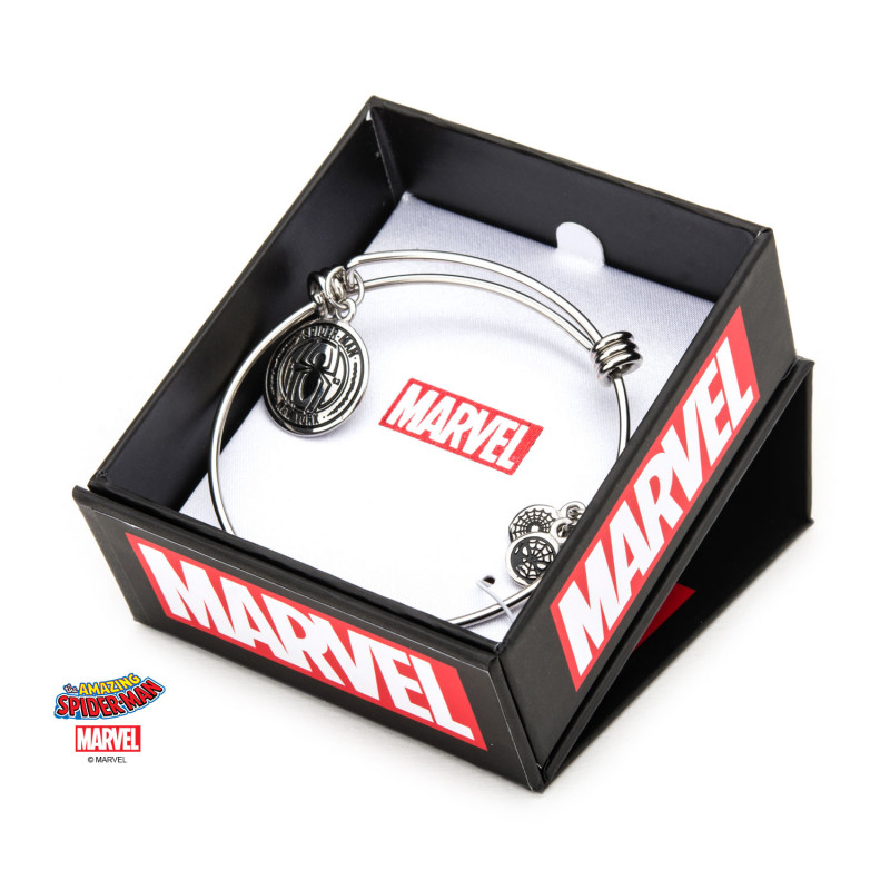 MARVEL - Women's Stainless Steel Spider-Man Expandable Charm Bracelet
