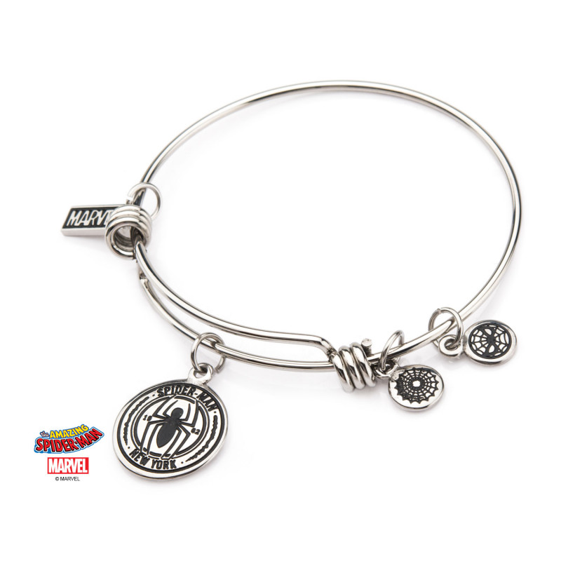 MARVEL - Women's Stainless Steel Spider-Man Expandable Charm Bracelet