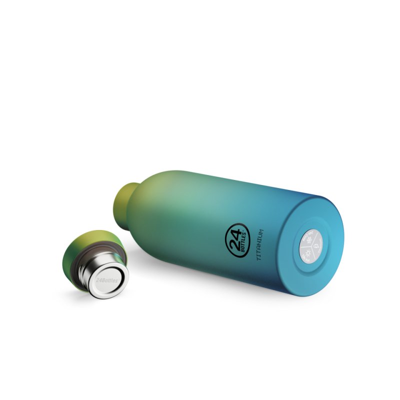24Bottles Aura Utilisation quotidienne 500 ml Titane Bleu, Citron vert, Transparent