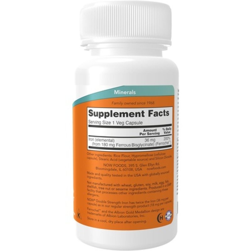 Now Supplements Iron 36mg Double Strength Non-Constipating Essential