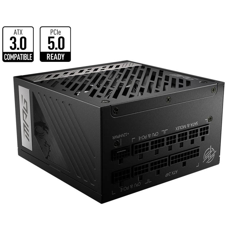 MSI 850W (MPG A850G PCIE5) ATX 3.1 PSU, Fully Modular, 80 /Cybenetics Gold, PCIe 5.1