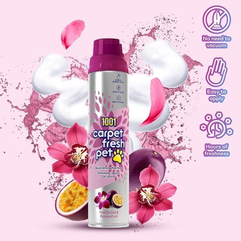 1001 Carpet Fresh Pet Thai Orchid & Passionfruit Fragrance – Quick Drying, For