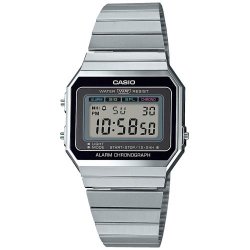 Casio Collection Ladies Digital Watch A700we With Stainless Steel Bracelet Silver
