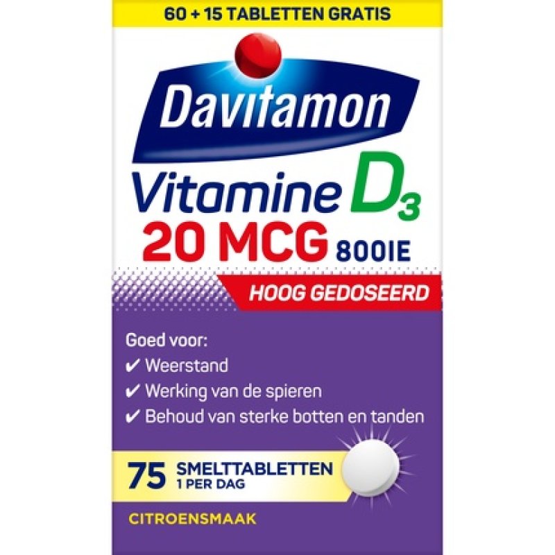 Davitamon Vitamin D3 Melting Tablets 20 Micrograms