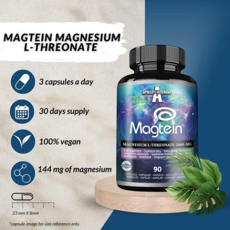 Magtein Magnesium L-Threonate 144mg Per Daily Dose 90 Vegan Capsules