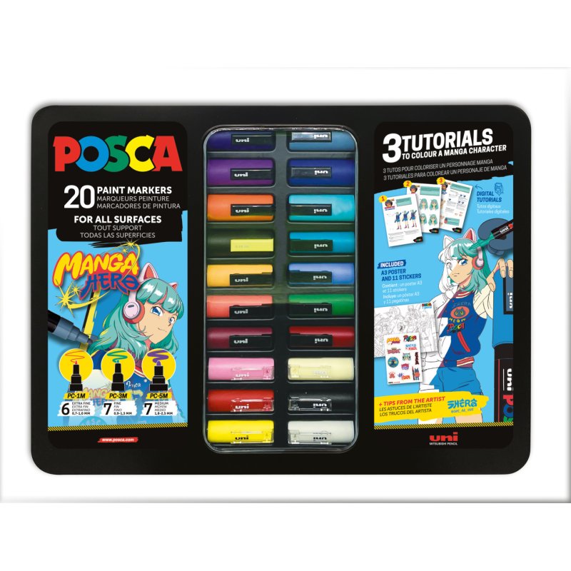 Posca - Metal Tin - Manga Hero, 20 pcs (401537)