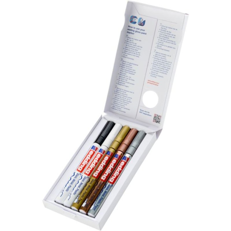 Edding - 751 Gloss Paint Marker Metallic Set - 5 pcs (702063)