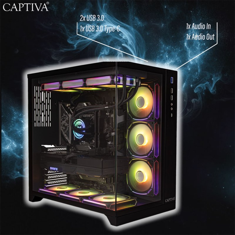 CAPTIVA PC Highend Gaming I90-064 (i9-14900KF/RTX5070 12GB GDDR7/SSD 2TB/64GB/WLAN/Windows 11 Home 64-bit) Intel