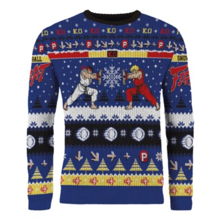 Street Fighter Christmas Sweater Ryu & Ken Size L