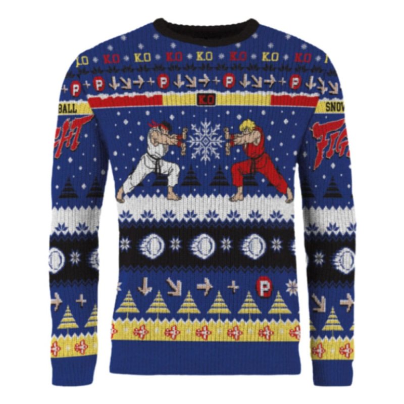 Street Fighter Christmas Sweater Ryu & Ken Size L