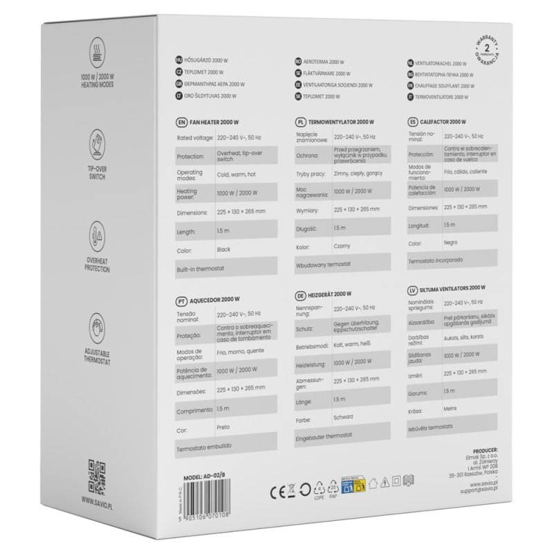 Savio AD-02 B ventilateur Noir