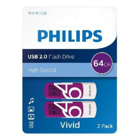Philips FM64FD05D USB flash drive 64 GB USB Type-A 2.0 Purple, White