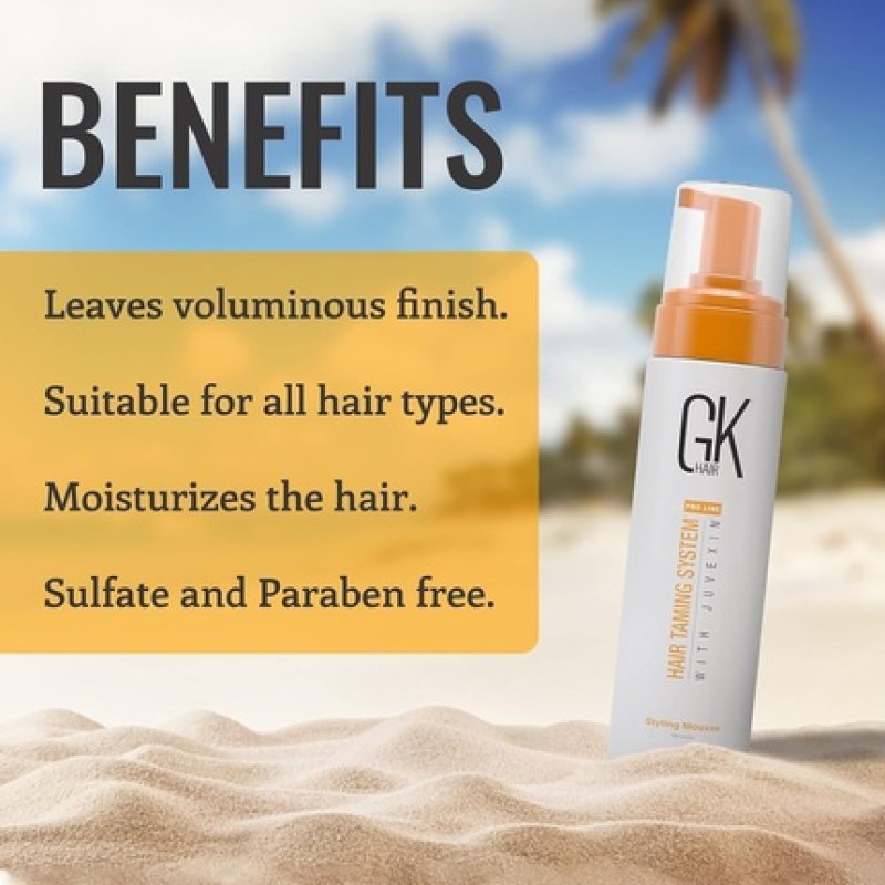 GK HAIR Global Keratin Volumizing Hair Styling Mousse 8.5 Fl Oz 250ml - Enhances Curls Added Volume with Medium Hold &