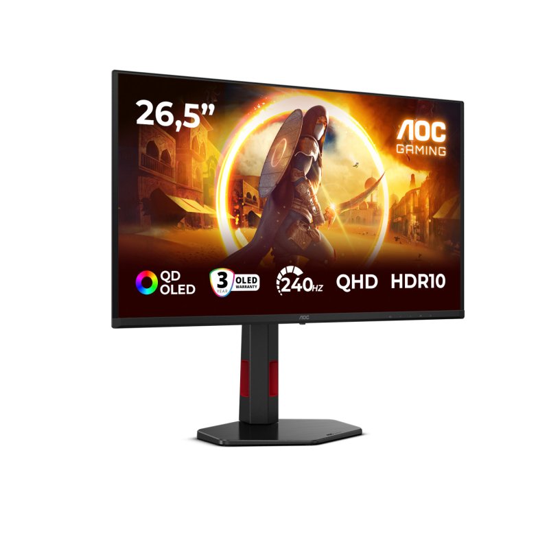 AOC G4 Q27G4ZDR écran plat de PC 67,3 cm (26.5") 2560 x 1440 pixels Quad HD QD-OLED Noir, Rouge