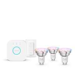 Philips Hue White and Color ambiance Kit de démarrage Essential : 3 ampoules connectées GU10 (345 lm) variateur