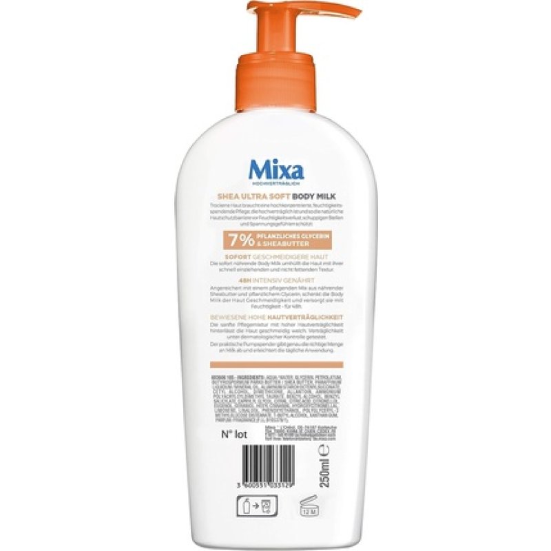 Mixa Shea Ultra Soft Body Milk Intensive Nourishing Body Milk with Shea Butter and Vegetable Glycerine 250ml